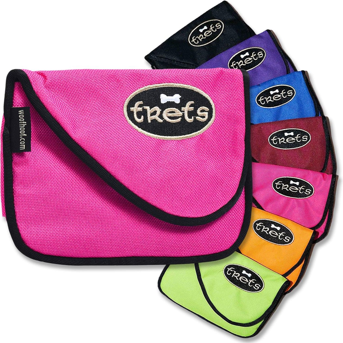 Pink Dog Treat Pouch shown with a variety of colors