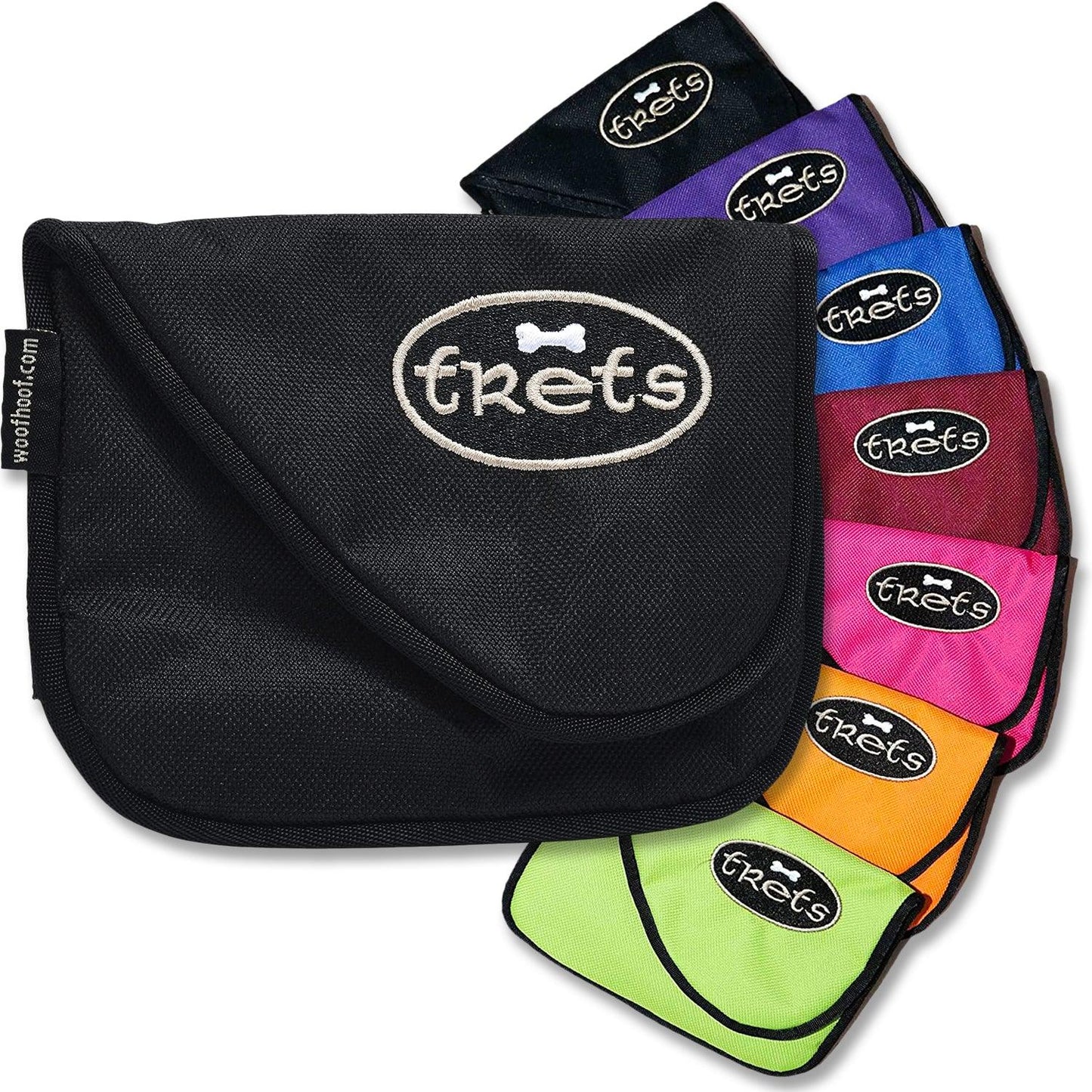 Black Dog Treat Pouch shown with a variety of colors