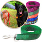 Green Batik Inspired Dog Leashes shown with a variety of colors