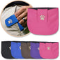 Pink Dog Pocket Treat Pouch shown with a variety of colors with a man's hand inside a blue pocket pouch