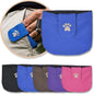 Blue Dog Pocket Treat Pouch shown with a variety of colors with a man's hand inside a blue pocket pouch