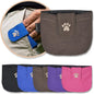 Brown Dog Pocket Treat Pouch shown with a variety of colors with a man's hand inside a blue pocket pouch